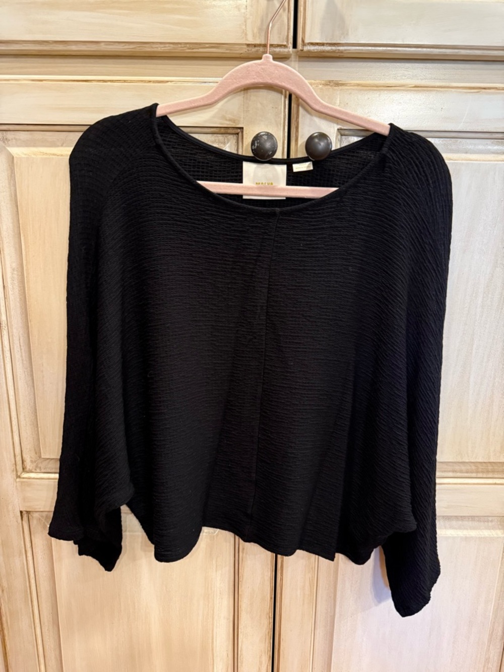 Anthropologie Black Textured Boatneck Tunic Top